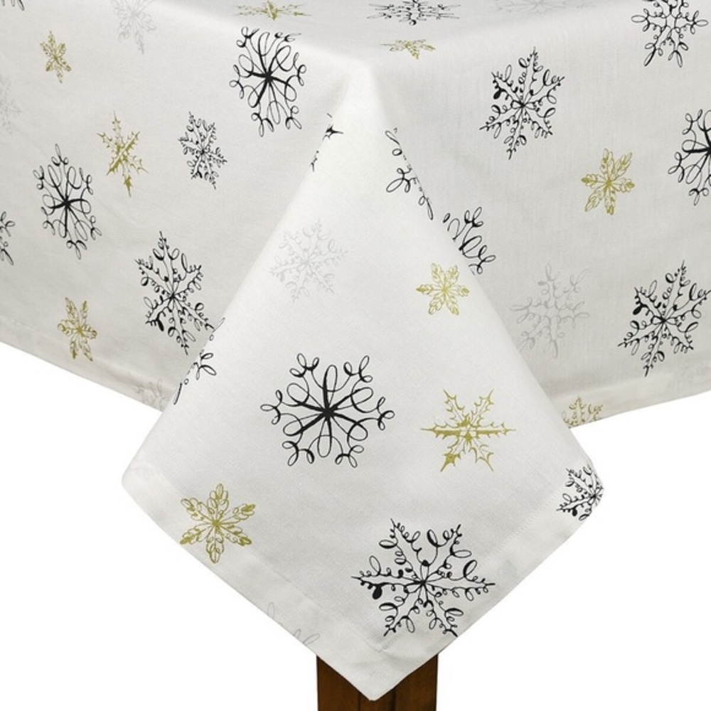 Kate Spade New York Nappe Tablecloth (60 × 84, Large Holiday Snowflake)